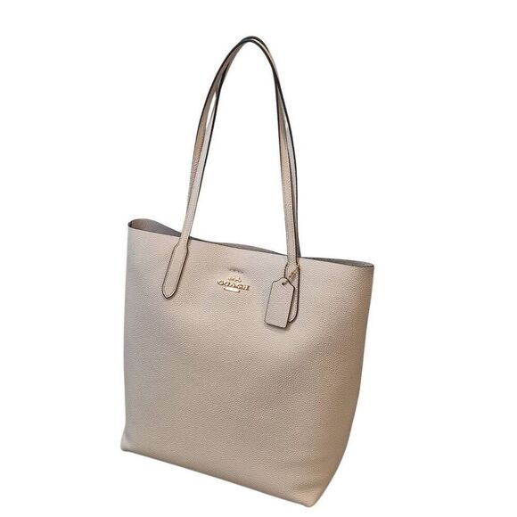 NWT Coach Leather Chalk Thea Tote Bag - Picture 1 of 9